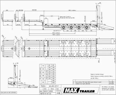 Габаритные размеры MAXTrailer MAX100-N-4A-9.30-U